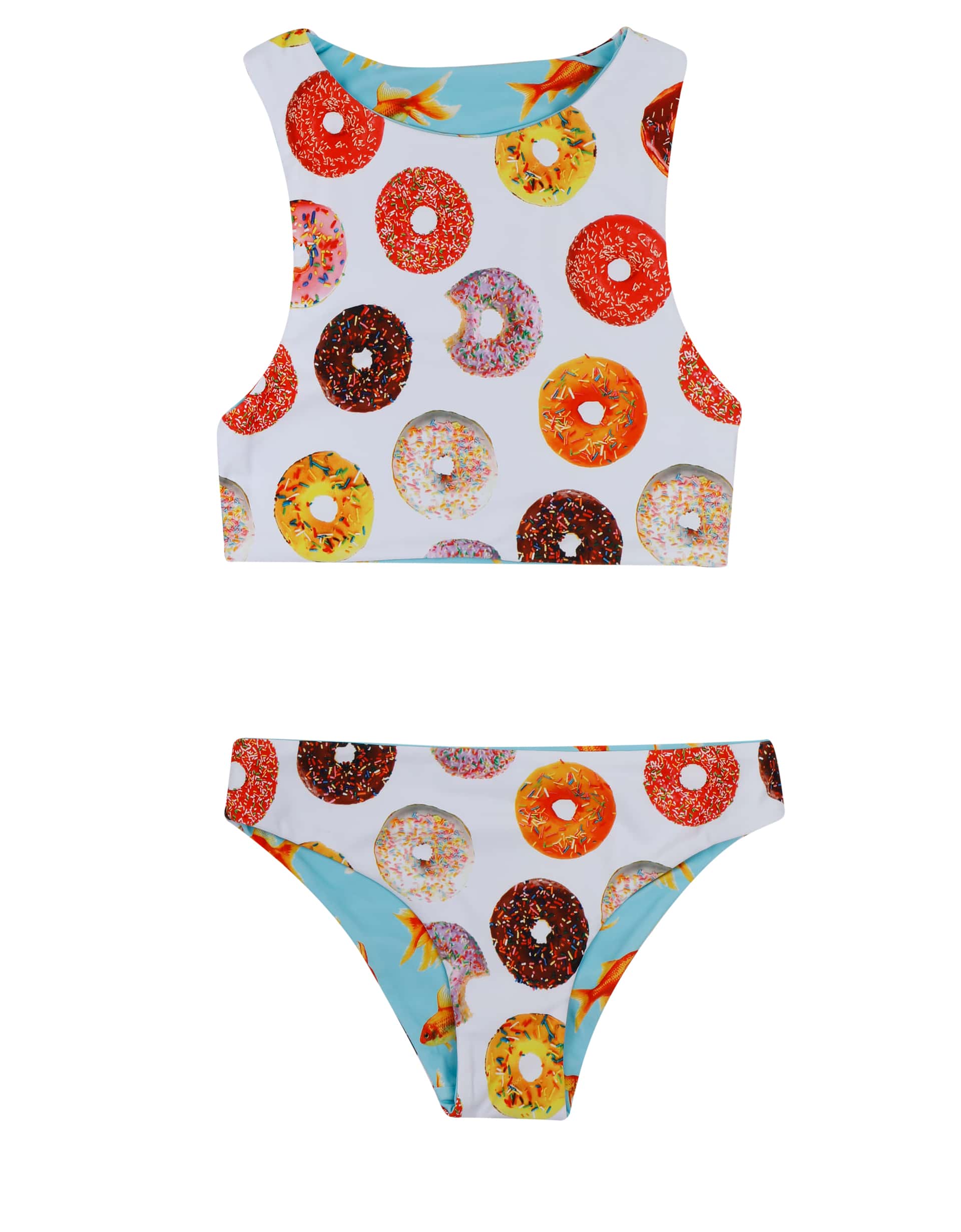 Appartement walgelijk Besnoeiing Girls Reversible Bikini | 2 | 22027-Goldfish Donuts-2