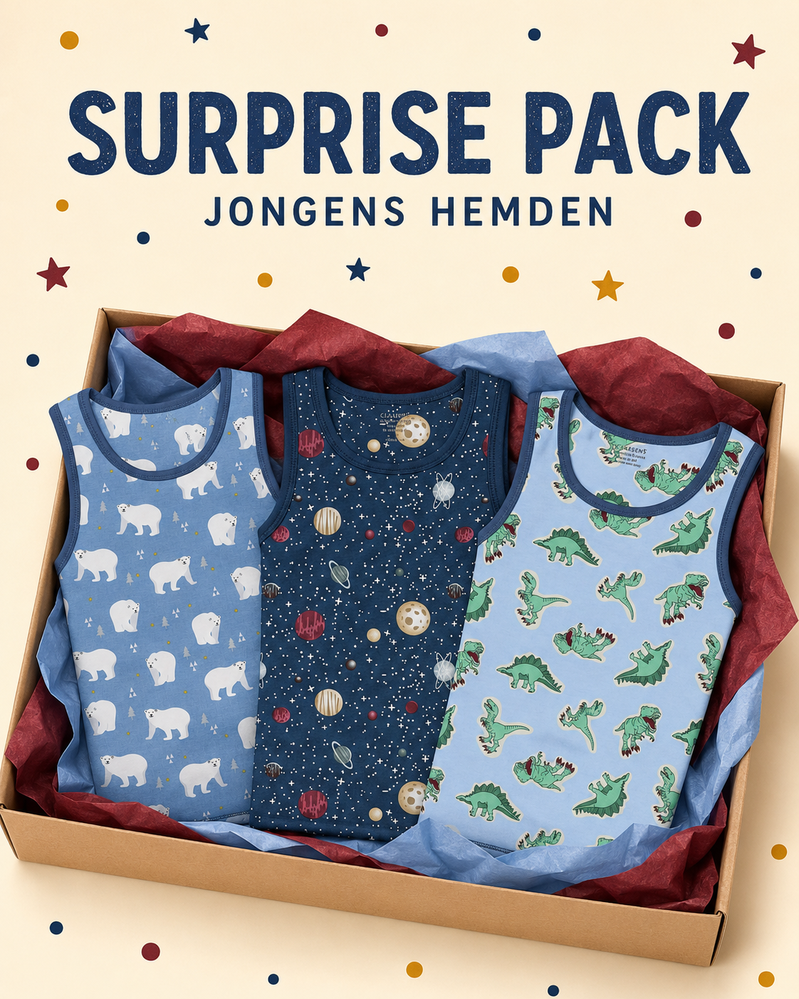 Suprise 3 pack hemden Jongens
