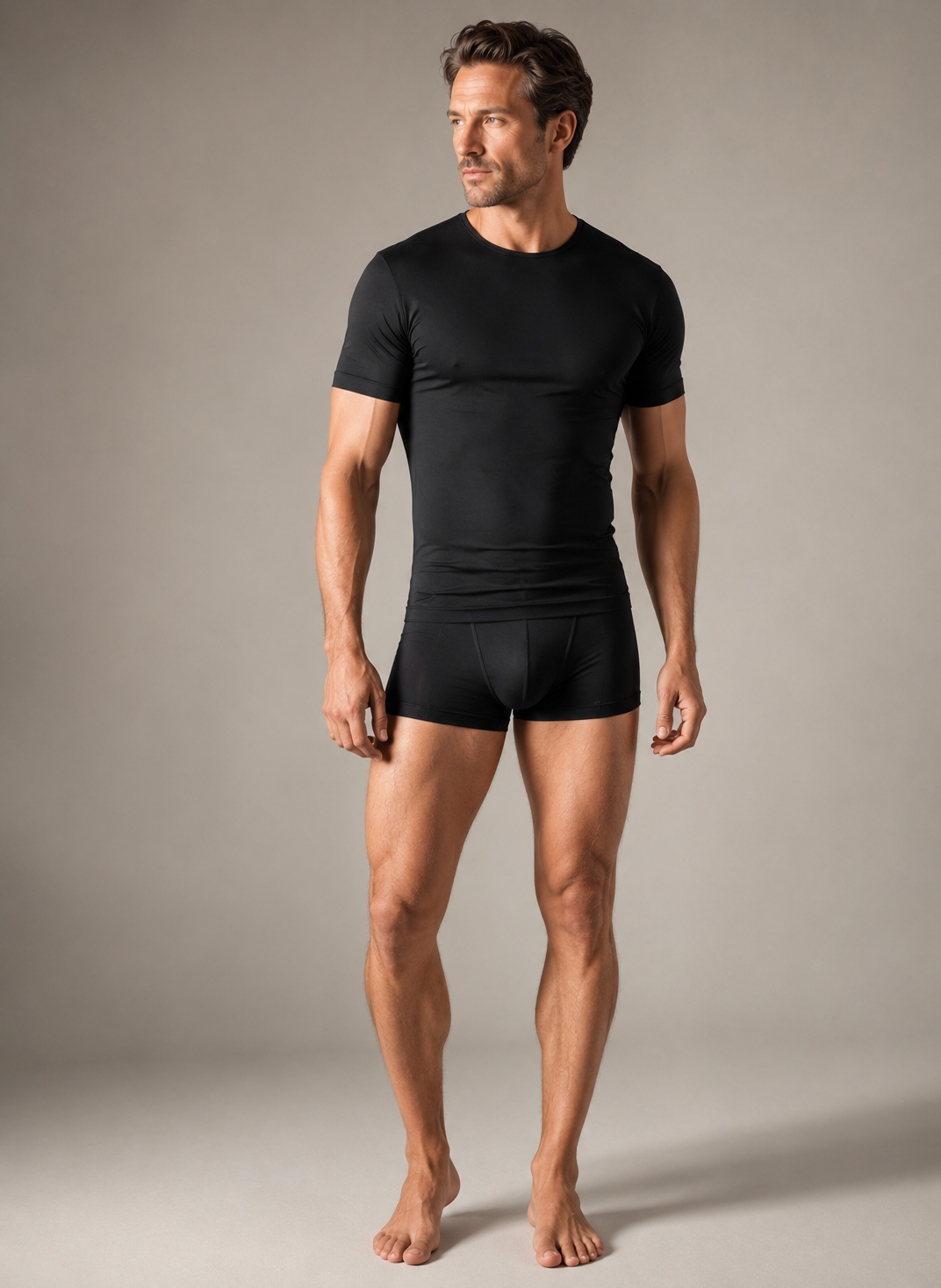 T-Shirt Zwart R-Neck Pima