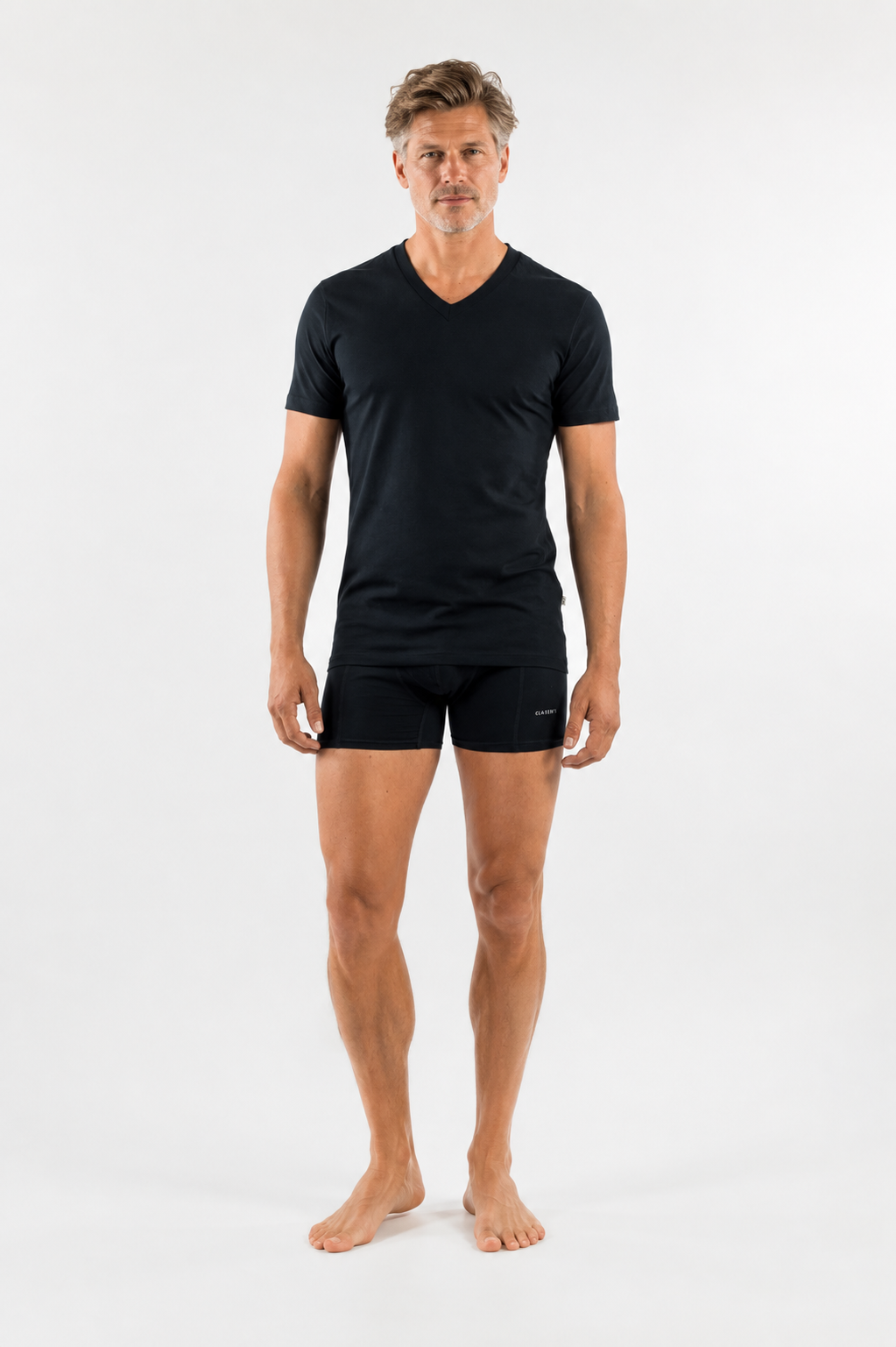 T-Shirt Navy V-Neck Cotton/Lycra 2-Pack